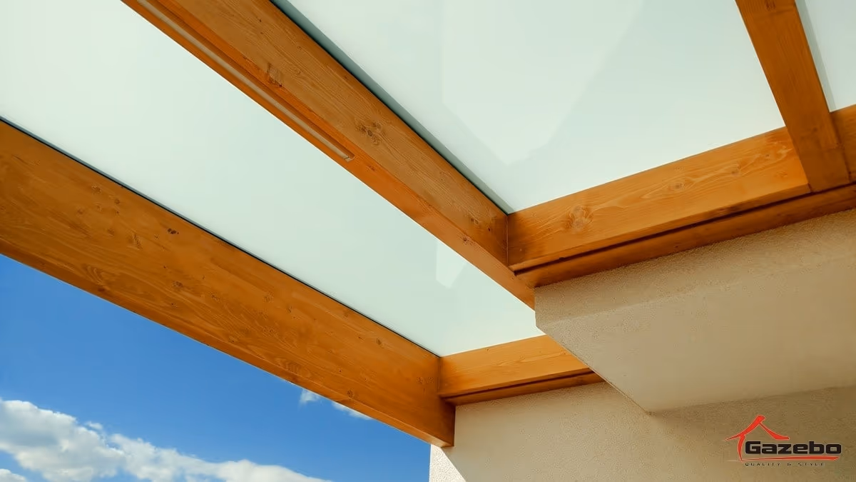 Fenix fa pergola ragasztott biztonsági üveg tetővel